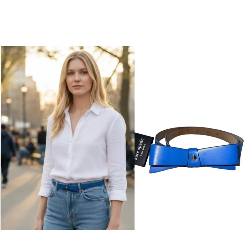 NWT Kate Spade New York Skinny Bow Belt - Blue - Size M